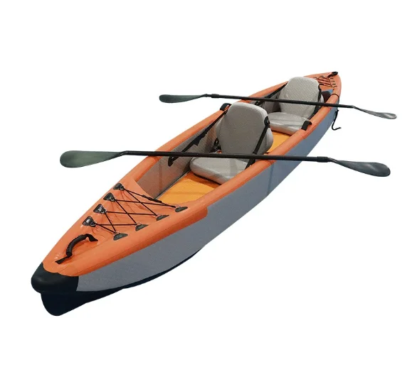 قارب كاياك قابل للنفخ عالي الضغط في الهواء الطلق قارب التجديف كاياك مزدوج تجمع تهمة الزورق قارب التجديف