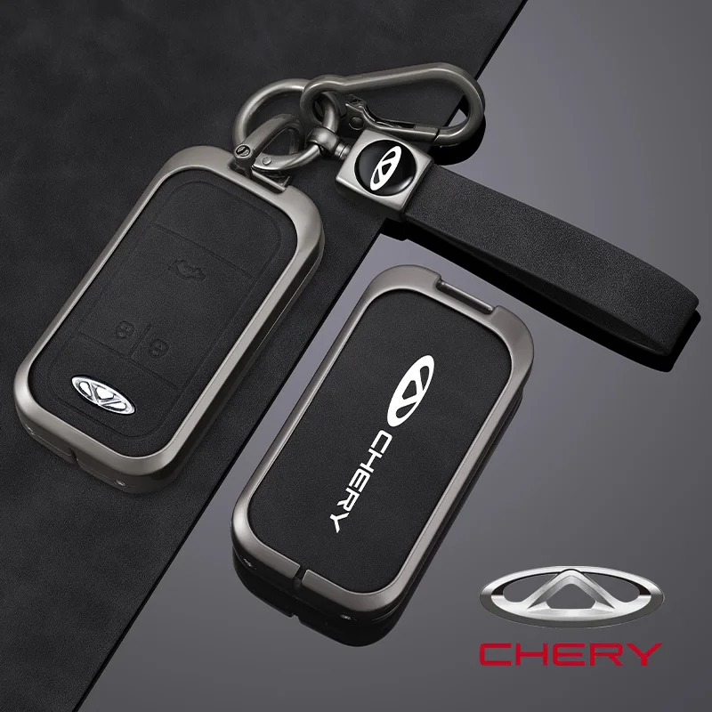 Zinc Alloy Leather Car Remote Key Cover Case Holder Shell For Chery Tiggo 4 7 Arrizo 5 3 Tiggo 8 Protector Keychain Accessories