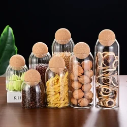 Cork Stopper Glass Sealed Jar Coffee Beans Dried Fruit Storage Box Kitchen Food Multigrain Storage Jar Creative Cork Tea Jar