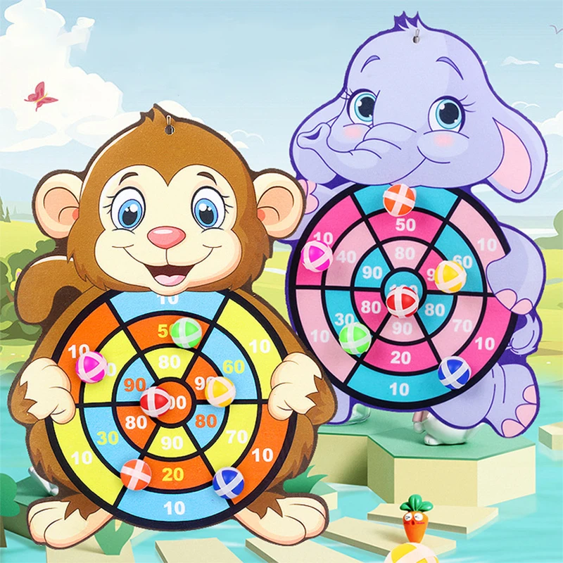 Animals Dart Board Games for Kids Montessori Target Sports Game Toys With 2 Sticky Balls Educational Games Dart Toy Sticky Ball