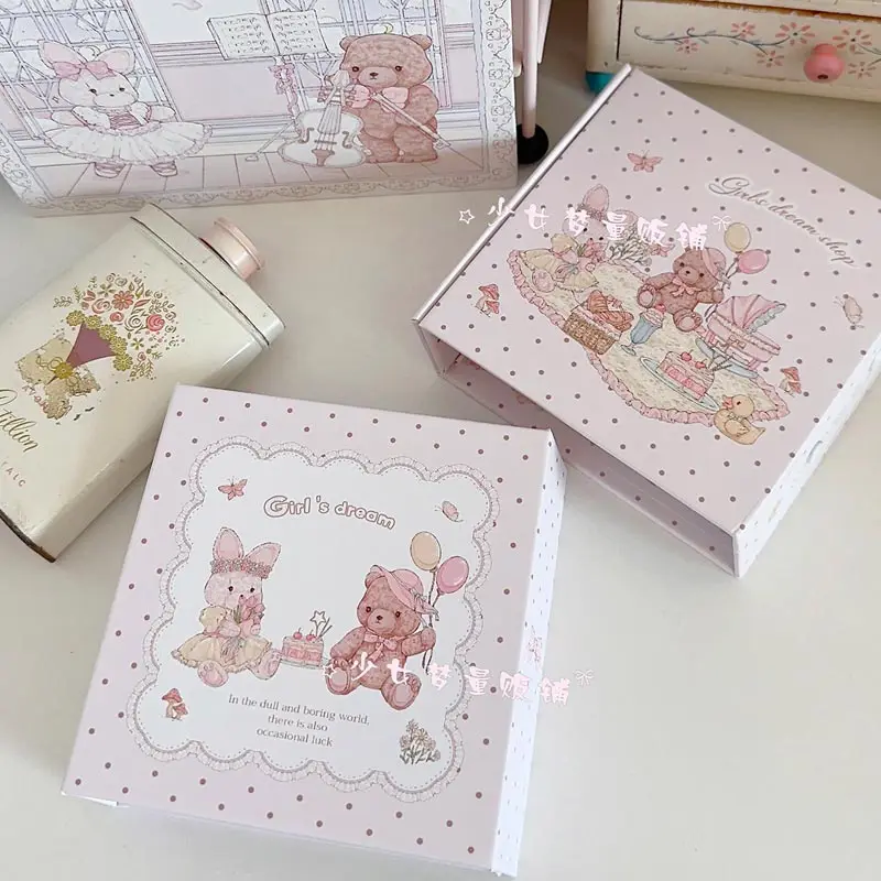 

Cute Bunny Bear Photocard Holder Book Magnetic Mini Binder 3inch Collect Book Idol Photo Album