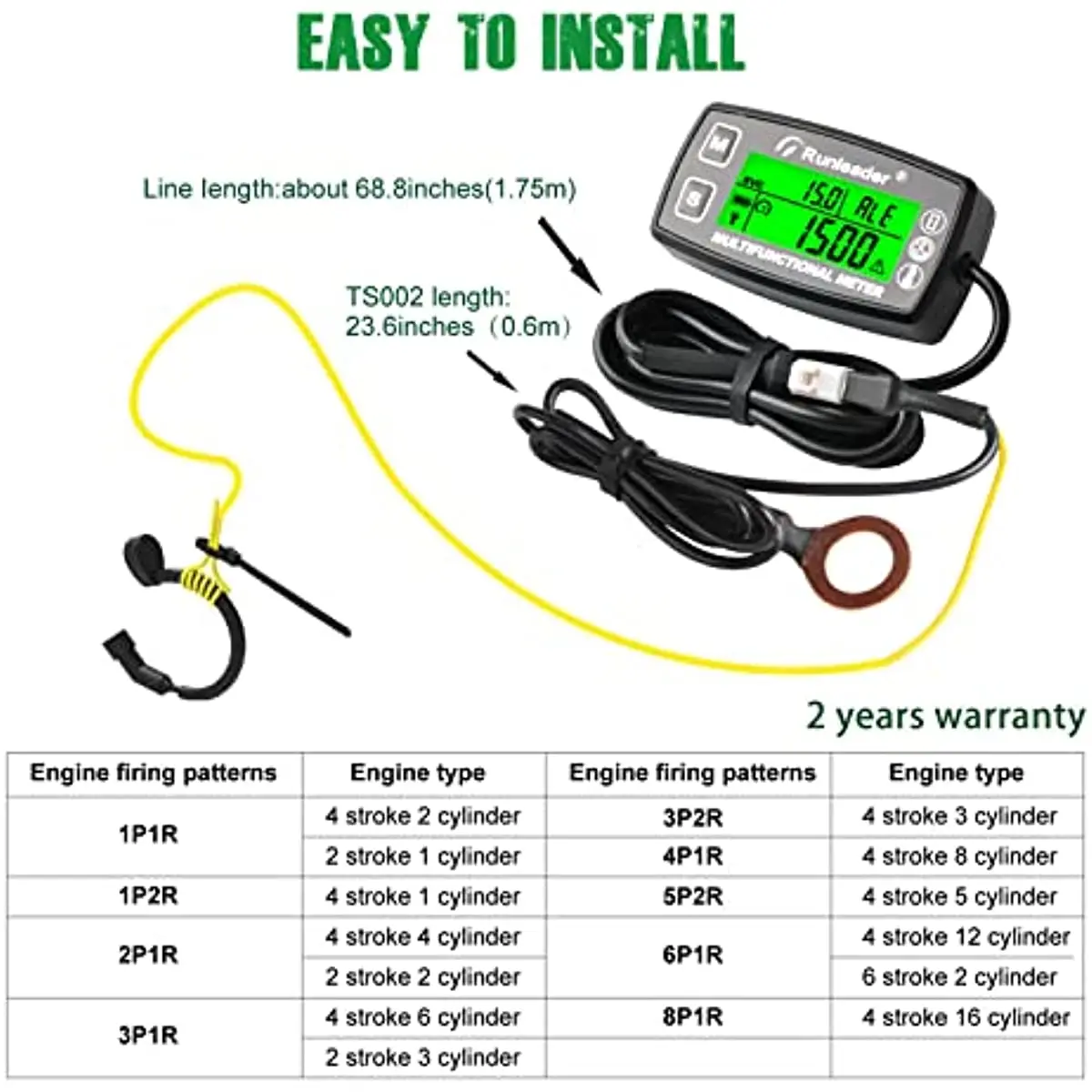 Imagem -05 - Medidor de Hora Digital Tach Medidor de Temperatura do Motor Pequeno Tacômetros Retroiluminados para Caminhão Basculante do Gerador do Trator do Gramado da Motocicleta