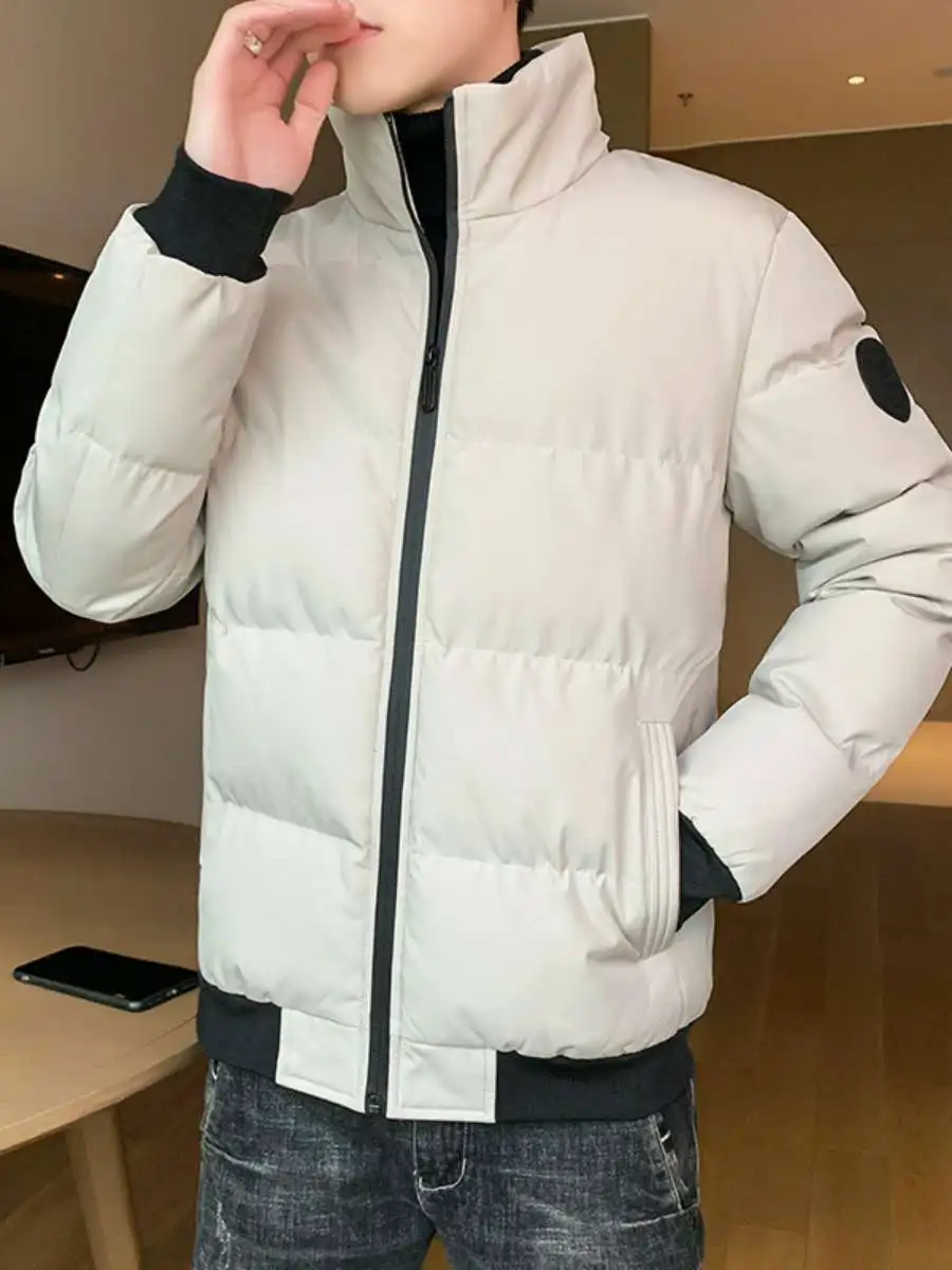 Cappotto da uomo in cotone ort Thiened Autunno Inverno Stampa testa di tigre Cappotto semplice con colletto alla coreana in puro colore Vestibilità ampia casual