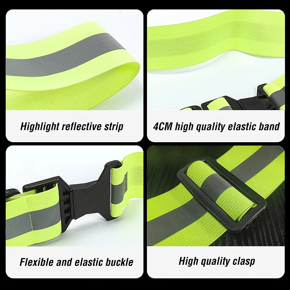 Groene Reflecterende Riem Night Running Rit Verstelbare Veiligheid Elastische Band Kid Adult Voor Running Hoge Zichtbaar Night Veiligheid Levert