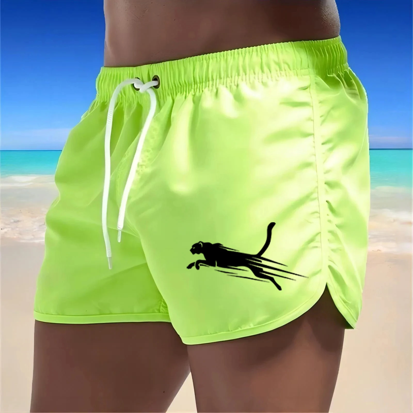 Men\'s beach shorts comfortable quick drying pants drawstring swimming pants fashionable and casual beach surfing pants