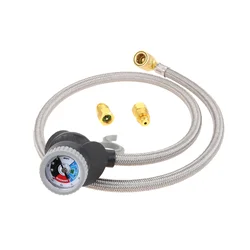 R134A AC Refrigerant Charge Hose Kit with Gauge,Car HVAC Refrigerant Recharge Kit,1/2'' Acme Female to 1/2'' Male Flare Adapter