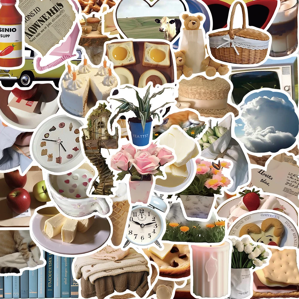 

10/30/50pcs Ins Style Art Food Stickers Kawaii Scrapbooking Sticker for Laptop Suitcase Guitar Wall Waterproof Kid Decal Toys