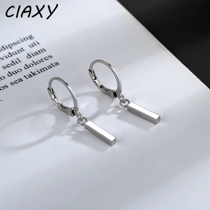 CIAXY Silver Color Geometric Square Column Earrings for Women Girl Simple Ear Buckles Korean Fashion Cute Earring Jewelry Gifts