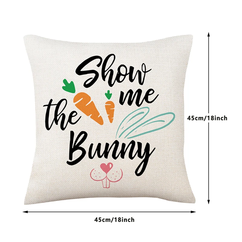 Easter Pillowcase, Letters Bunny Eggs Print Throw Pillow Cover Home Decor for Sofa Bedroom