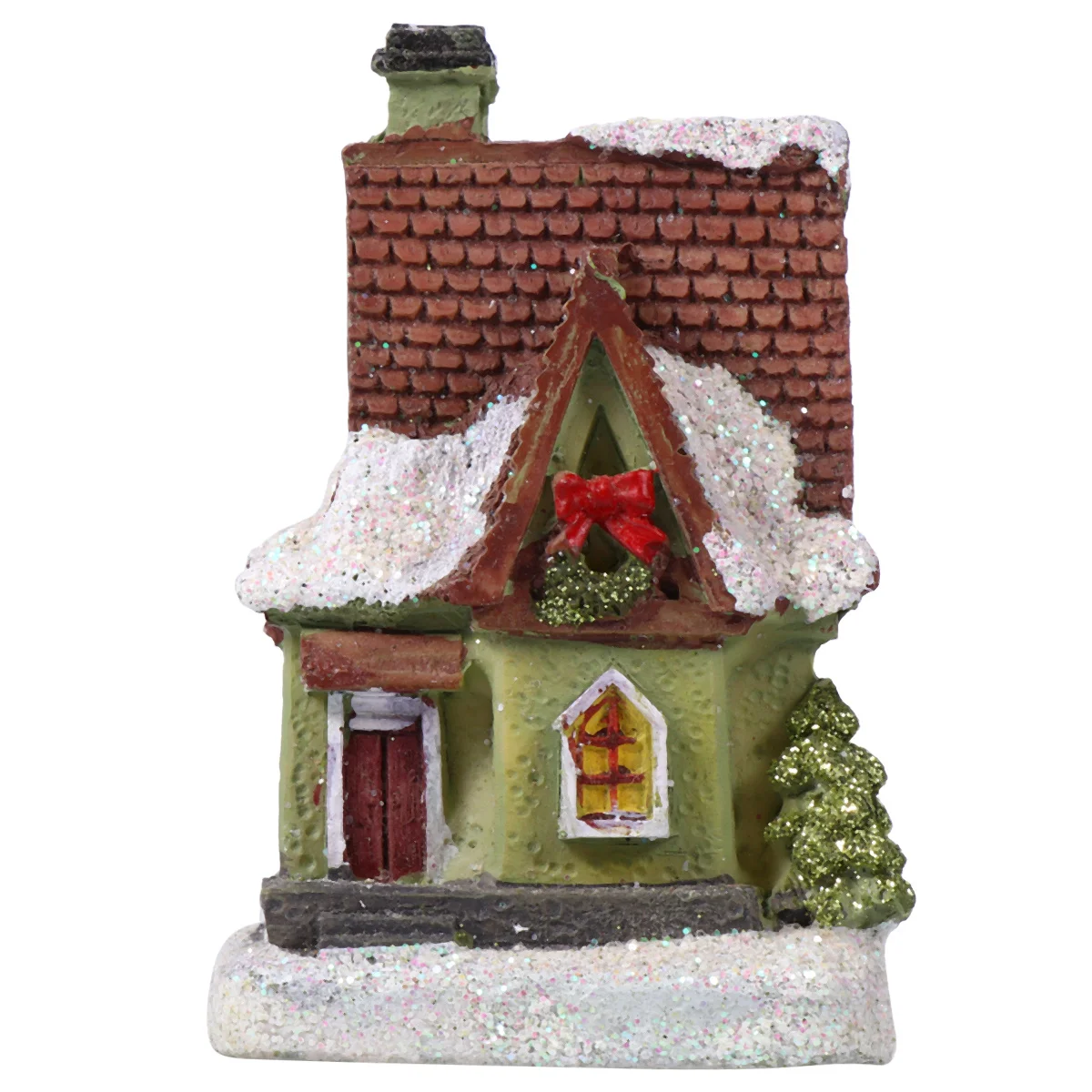 

1Pcs Christmas Luminous House Resin Craft with Soft Snow Covered Villa for Holiday Party Table Decor