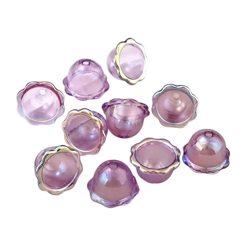 10pcs Multiple Color Acrylic Flower Bead Caps Colorful Wind Pendant Charm for Creative DIY Jewelry and Crafting