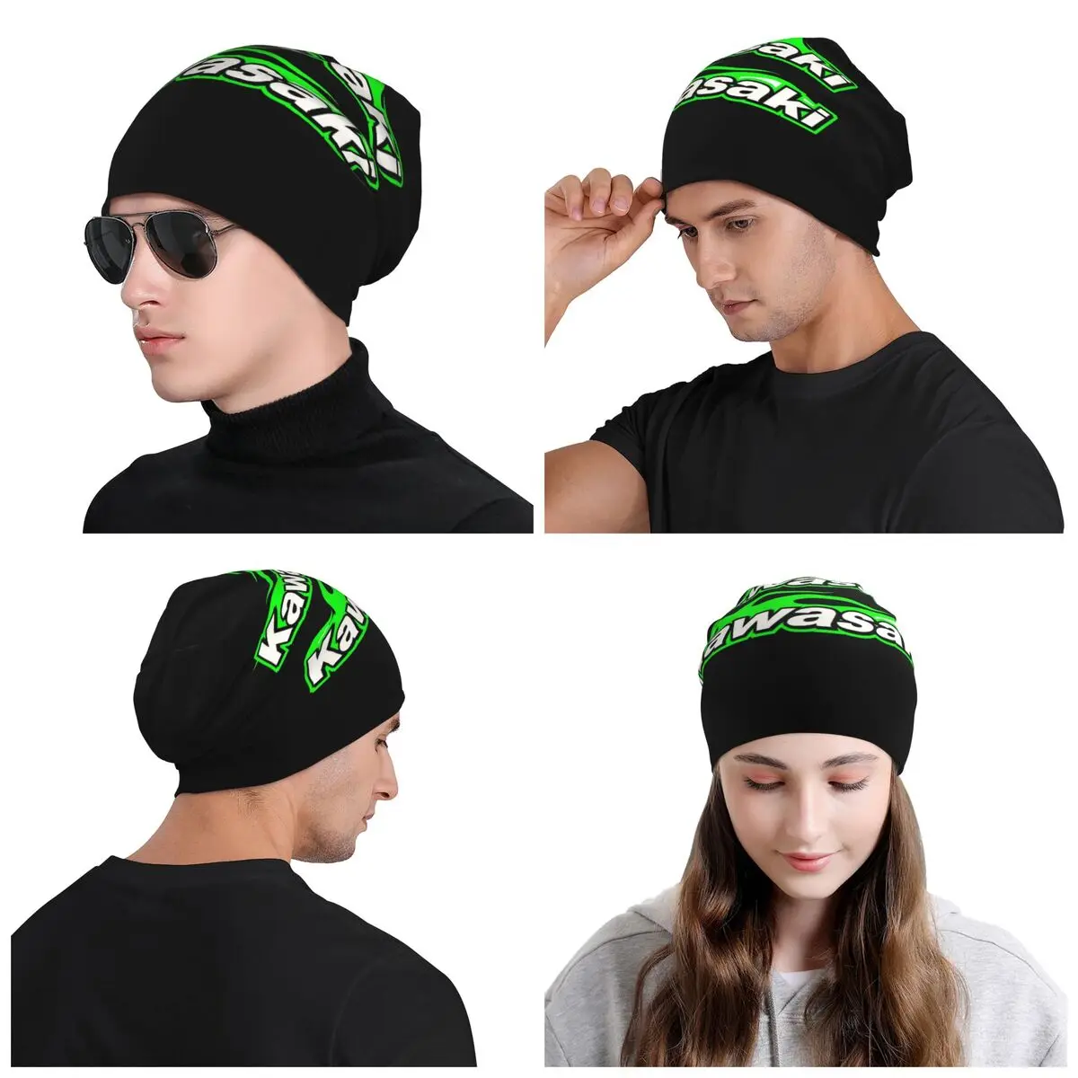 Custom Kawasaki Motorcycle Sport Racing Beanie Cap Unisex Winter Bonnet Homme Knit Hats Fashion Outdoor Skullies Beanies Caps