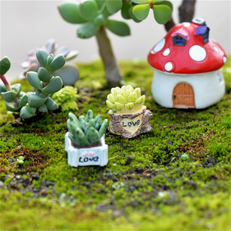 Moss Micro Landscape Ornaments Love Pot Plant Mix Size Fairy Garden Decor Crafts