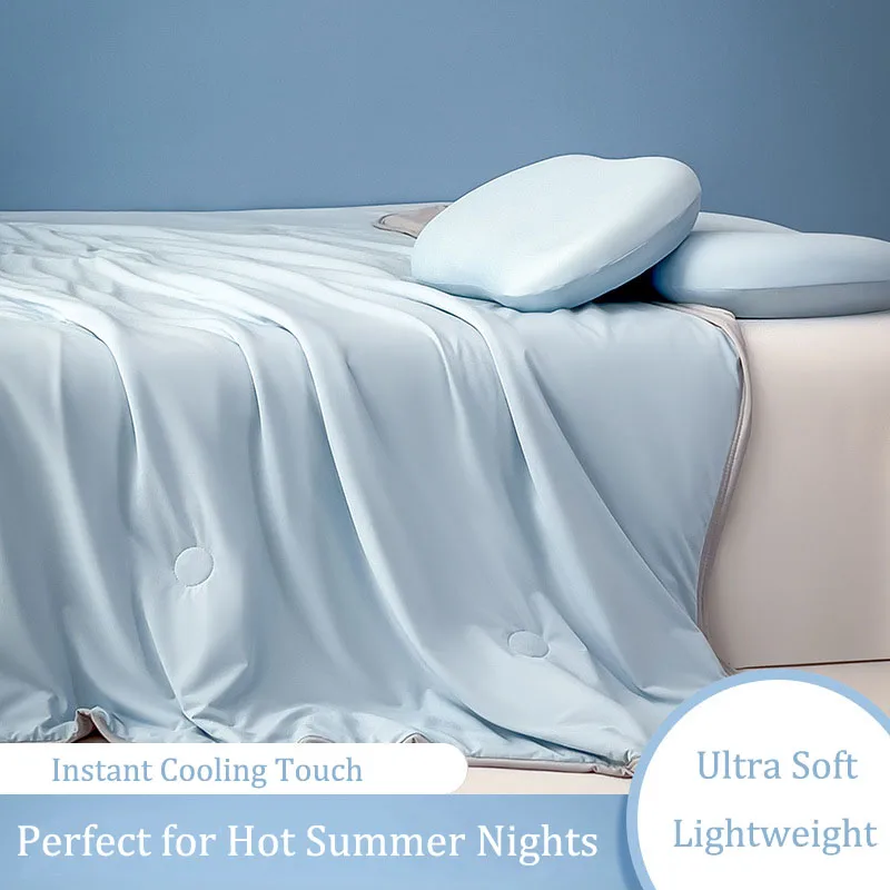 Double Sided Cooling Blanket for Summer Lightweight Air Conditioning Comforter Queen Breathable Thin Blanket Cool Summer Quilt