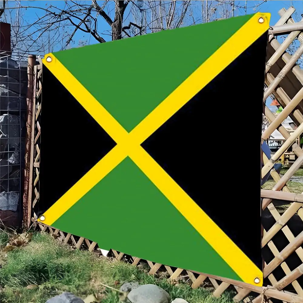 Jamaica Reggae Bob Marley Flags Edgeless four-ring hanging decor indoor outdoor compatible easy for hanging display