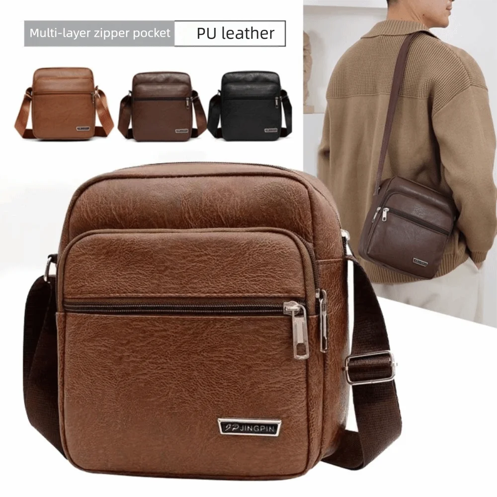 

Мужская сумка через плечо из искусственной кожи хорошего качества, водонепроницаемый черный, коричневый, одинарный рюкзак, большая вместительная сумка через плечо для улицы