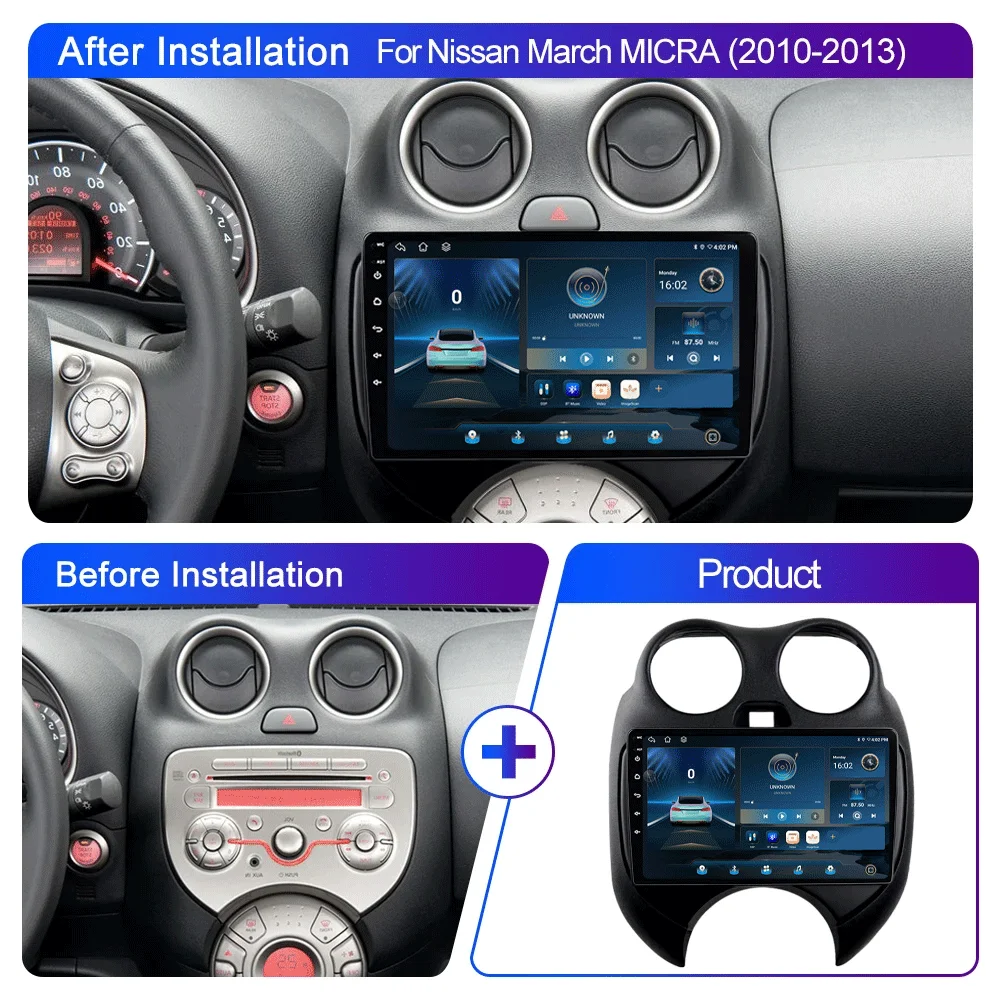 Android 16 Auto Car Radio Multimedia Player For Nissan March MICRA 2010-2013 Navigation GPS Carplay 2Din Stereo 2 din 4+wifi