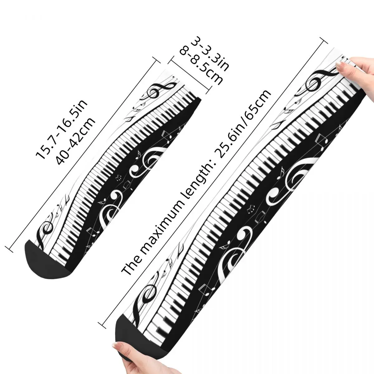 Minimalistic Piano Keys Socks Men\'s Women\'s Casual Music Notes Socks Novelty Spring Summer Autumn Winter Middle Tube Socks Gift