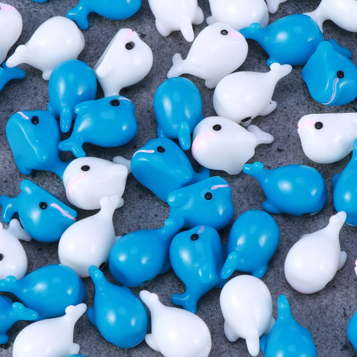 65pcs Resin Dolphin Porpoise Sea Fish White Blue Whale Model Small Figurine Crafts Home Ornament