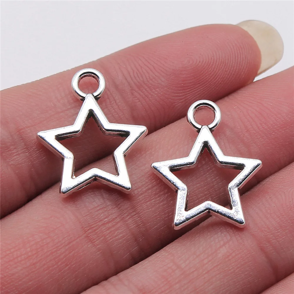 20 sztuk gwiazd Charms do tworzenia biżuterii tybetański brąz srebrny kolor wisiorki antyczne tworzenie biżuterii DIY Handmade Craft — zdjęcie 7