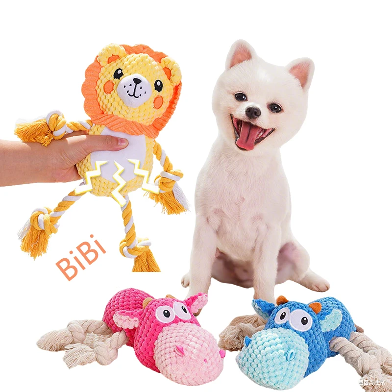 

Funny Plush Dog Toys Chewing Squeak Interactive Ropes Bite Resistant Safe Toys For Dog Cat Small Large Pets Training Accessories