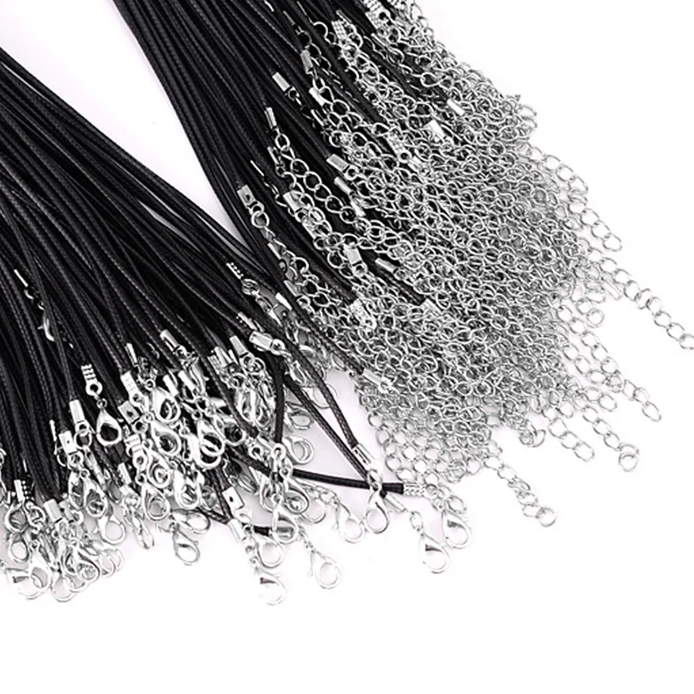 

100Pcs Premium Cord Necklace Findings 1.5mm Wax String DIY Pendant Holder Waterproof Adjustable Jewelry Making Supply