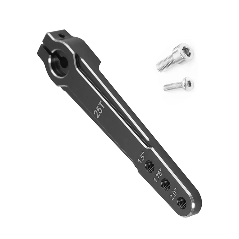 Alluminio 1.5 ''1.75 '' 2.0 pollici 25T Sterzo Esteso Servo Braccio Corno M3 3 Fori Per RC Auto SCX10 RC Parti di Giocattolo Nero