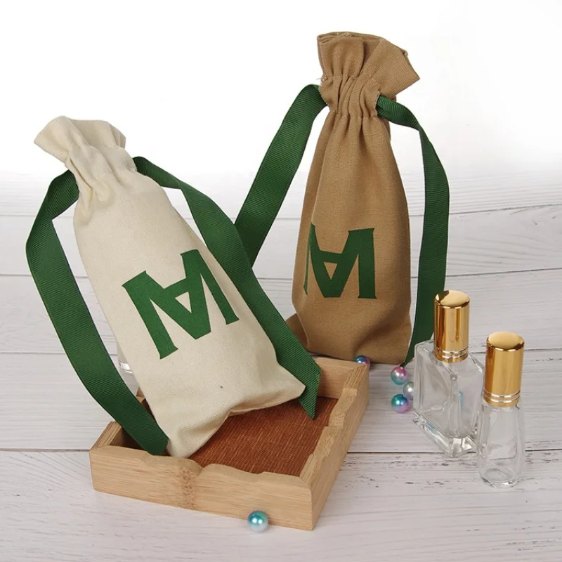 custom.Custom% Organic Cotton Muslin Drawstring Pouch with Printed Luxury Textile Packaging