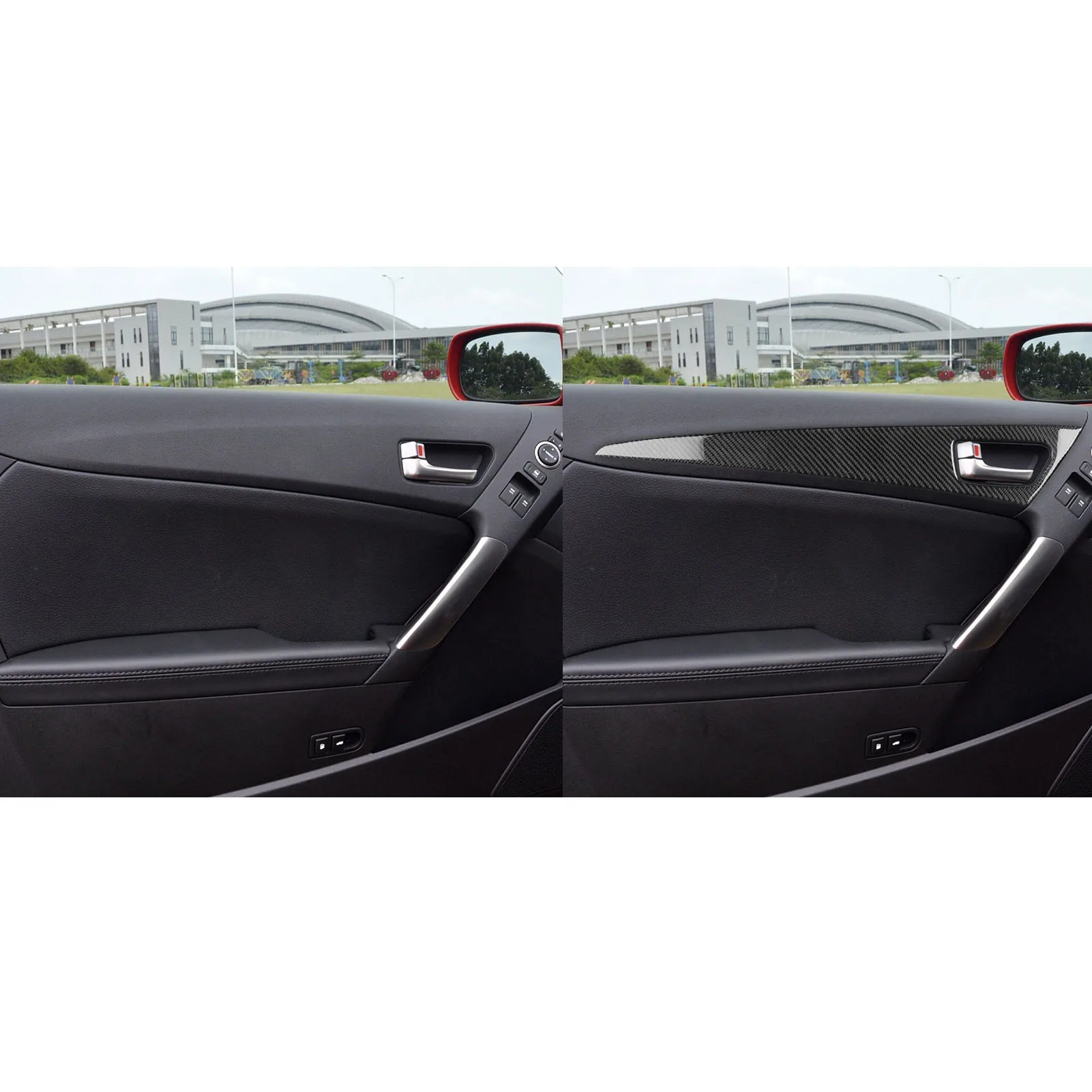 

Car Accessories Carbon Fiber Inner Door Panel Decoration Interior Cover Trim Sticker For Hyundai Genesis/Rohens Coupe 2013—2016