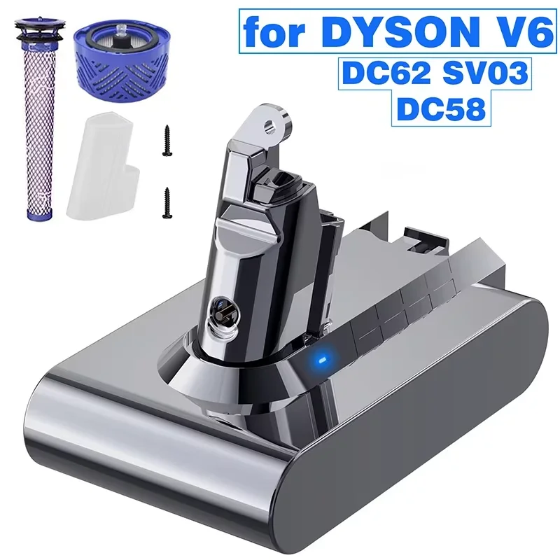 

V6 Battery for Dyson 21.6V 6000mAh Battery for Dyson V6 Vacuum Cleaner DC58,DC59,DC62,650,770,880,SV03,SV04,SV05,SV06,SV07,SV09