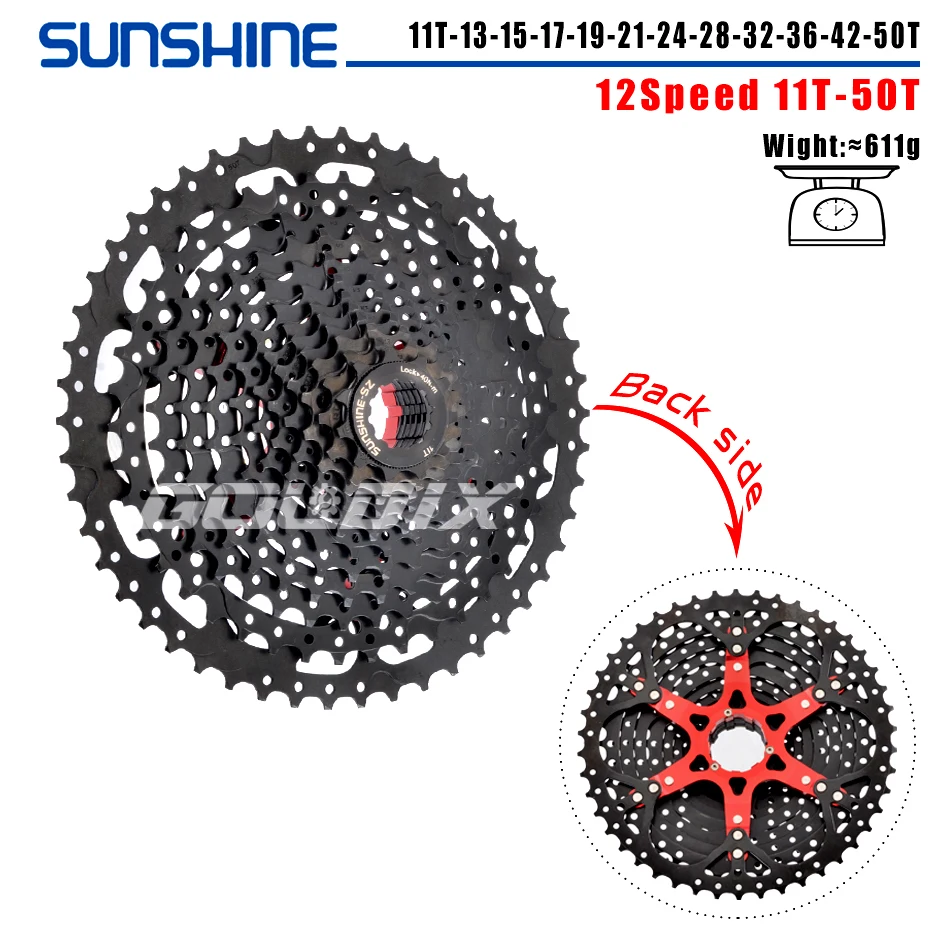 SUNSHINE Black Bicycle Freewheel MTB Bike Cassette K7 8/9/10/11/12