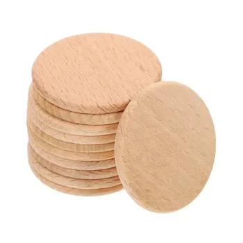 50/100pcs 4-7cm Unfinished Wooden Round Coins, Smooth Beech Wood Rounds for DIY Craft,…