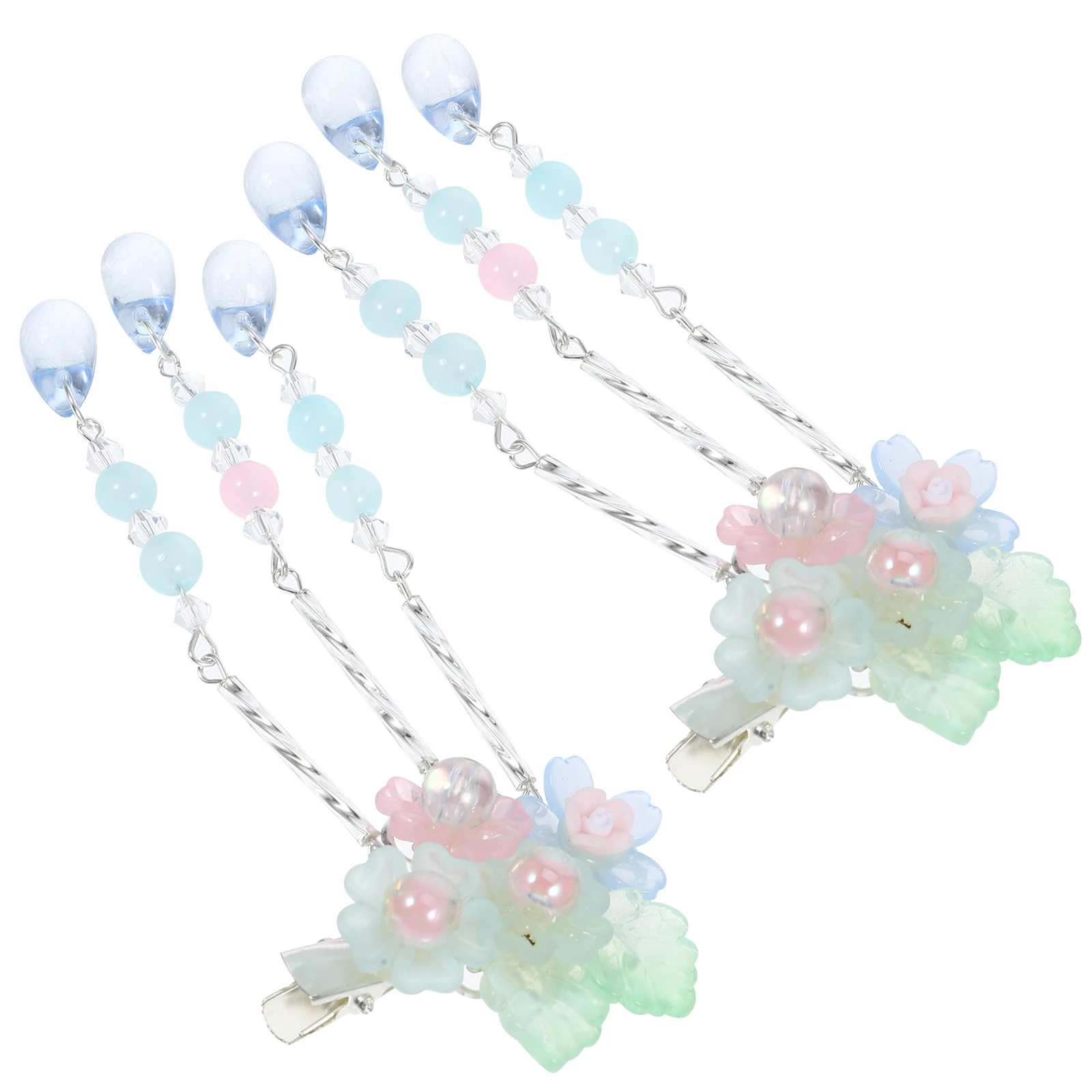 

Flower Tassel Clips Chinese Style Barrettes Hanfu Accessories Kids Flower Hair Clip Blue 1 Pair Comfortable Everyday Use