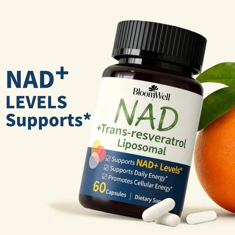 600mg NAD and Resveratrol Complex for Cellular Energy Health Aging and Metabolic Support, 60 Capsules