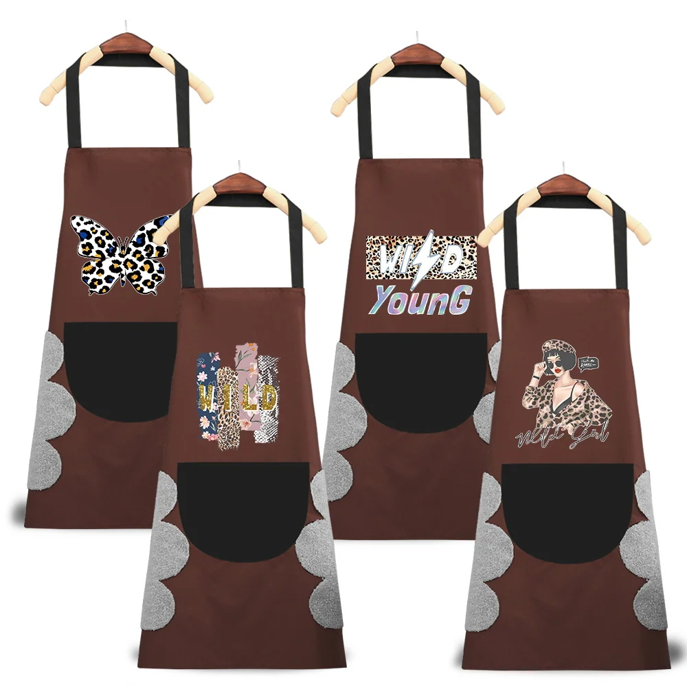 

Sleeveless Canvas Apron Household with Pockets Aprons Wild Pattern Kitchen Accessorie Oil-Proof Can Wipe Hands