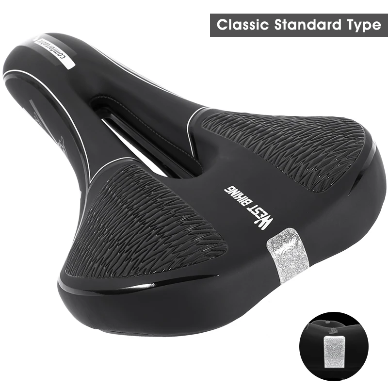 Seat Large Soft Thickened 3D Gel Pad Sponge Cushion Reflective Mountain Road Bike Saddle Comfortable Seat Accessories