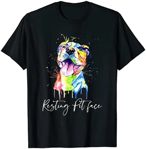 Resting Pit Face Pitbull Watercolor Dog Lovers Gift T Shirt Size S-5XL