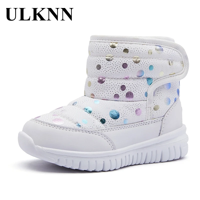 ULKNN Cotton-Padded Shoes For Children Kids Snow Boots 2023 New Style Plus Velvet Baby Girls\' Winter Warm Comfortable Footwears