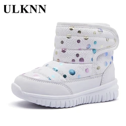 ULKNN Cotton-Padded Shoes For Children Kids Snow Boots 2023 New Style Plus Velvet Baby Girls' Winter Warm Comfortable Footwears