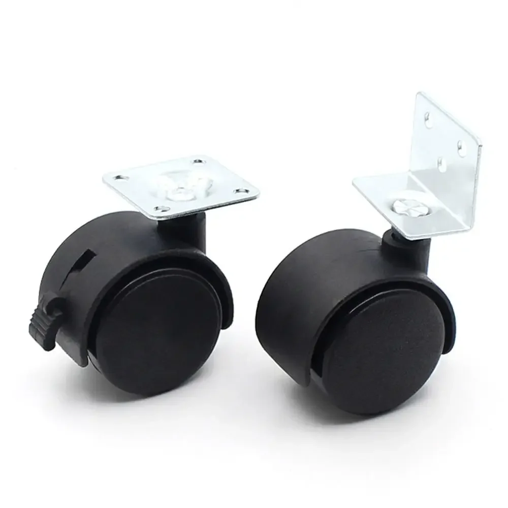 

Nylon Cart Casters Plastic Black Furniture Pulley Replacement Accessories Silent Swivel Plate Casters Office Computer Chair