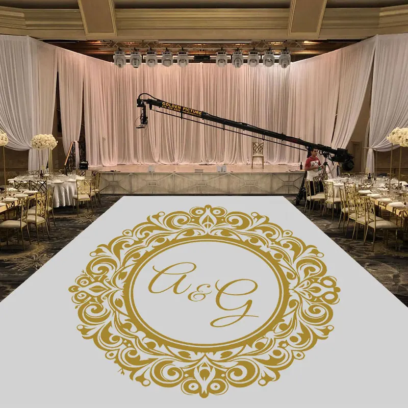 Custom Dance Floor Decal Monogram Vinyl Wedding Decor, Personalized Birthday Vinyl Party Art Sticker Round Lace Pattern G220