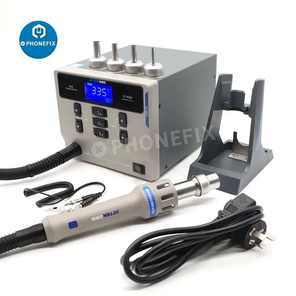 ATTEN ST-862D Hot Air Gun Digital Display BGA Rework Station 1000W Automatic Sleep for Phone PCB Welding Repair Solder Tools