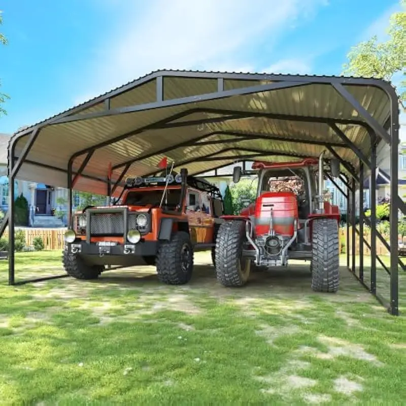 20x20 FT Reinforced Alloy Steel Canopy with Triple-Layer Trapezoidal Roof Support • Waterproof & UV-Resistant • 236x230x110 Inch