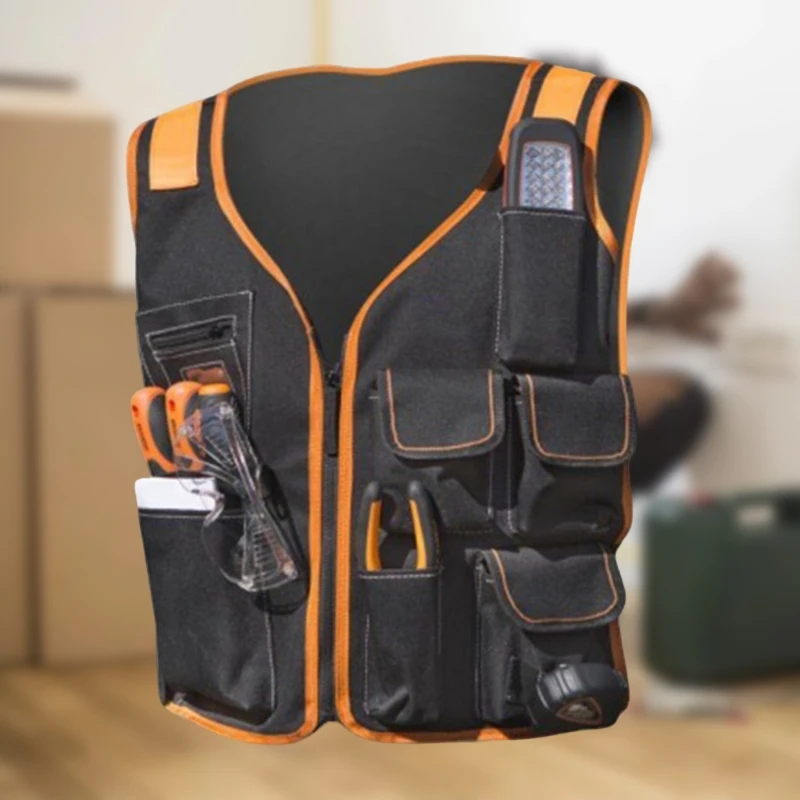 

Safety Work Vest Tool Vest Maintenance Kit Multi-Pocket Vest Oxford Cloth Work Vest with Multi-Pockets Tool Holders