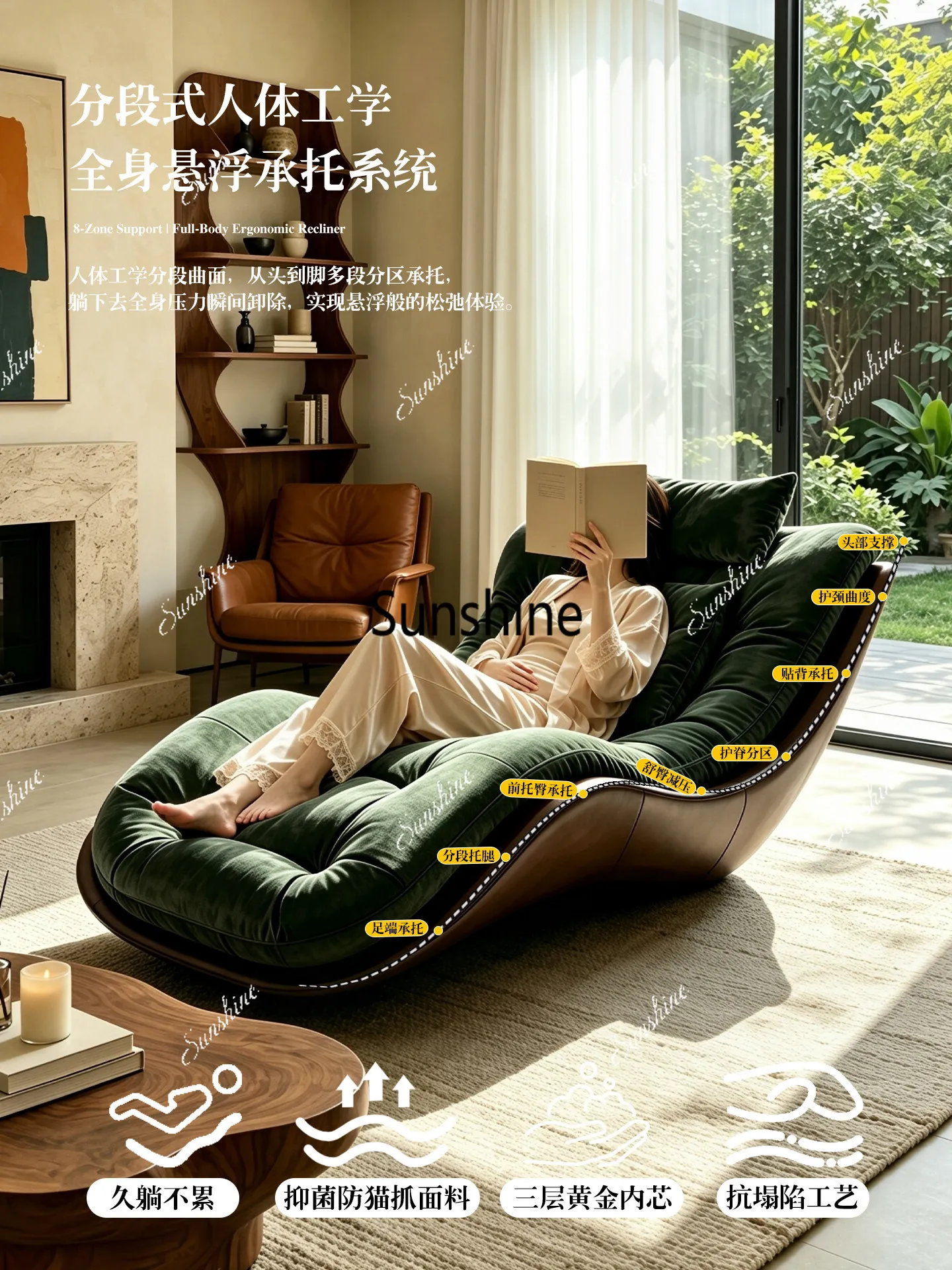 Retro lazy sofa chair fabric bedroom home balcony leisure single can be customized