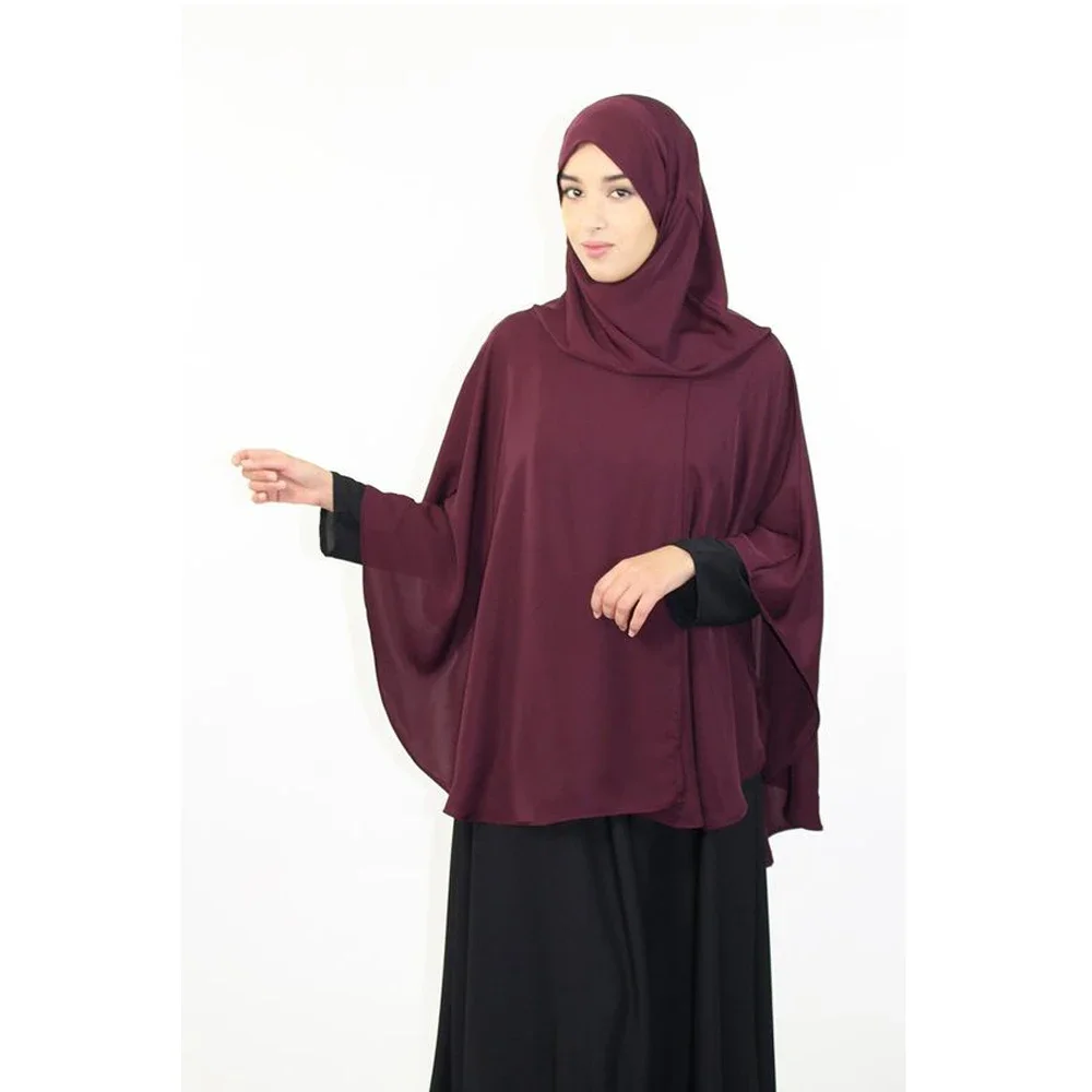 Eid Djellaba mujeres musulmanas con capucha Tops Ramadán Modesto Khimar Islam Jalabiay preración prenda Hijab bufanda árabe ropa Niqab Nikab