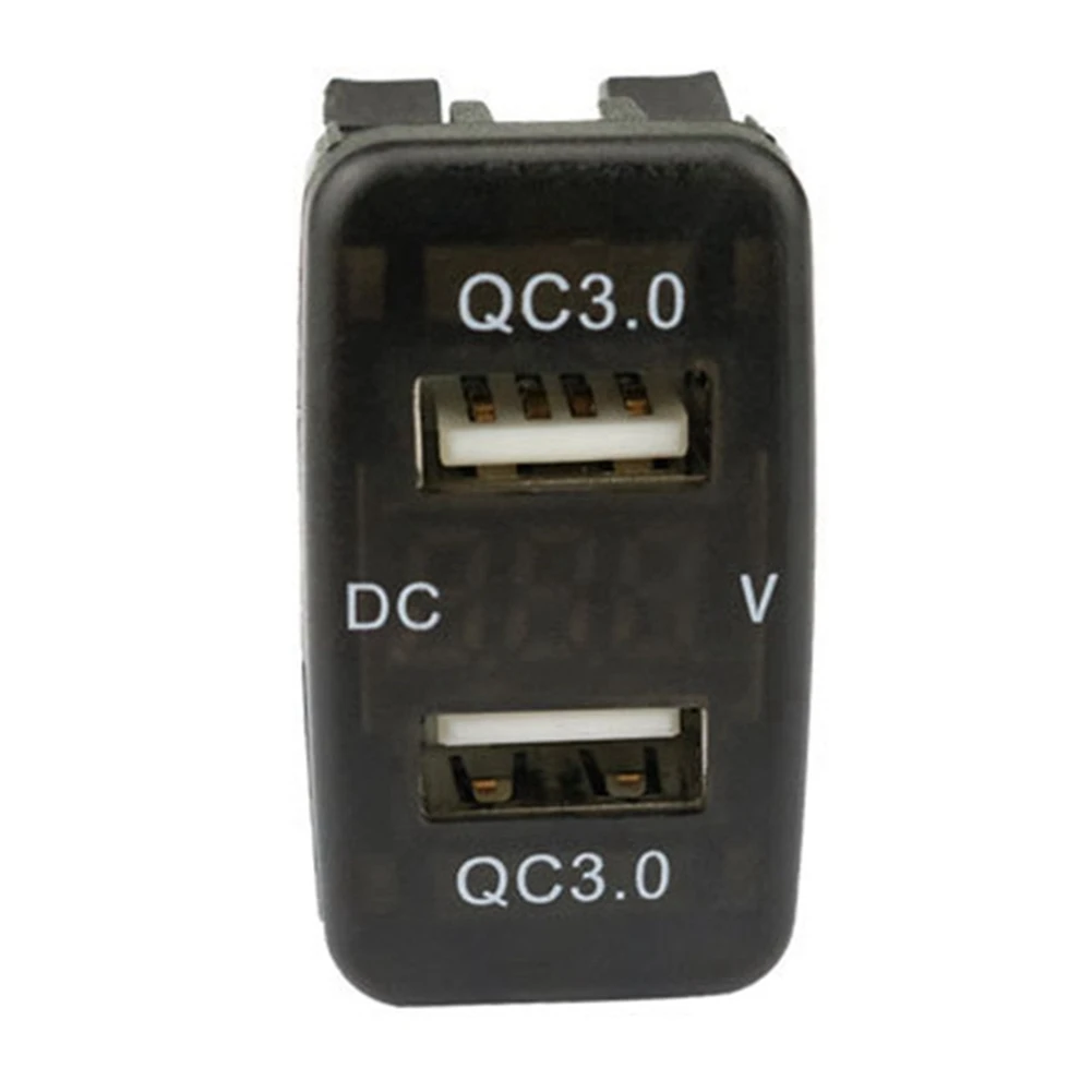

Durable-Car Dual USB3.0 Fast Charge With Display Voltmeter Black Voltage Car For Toyota