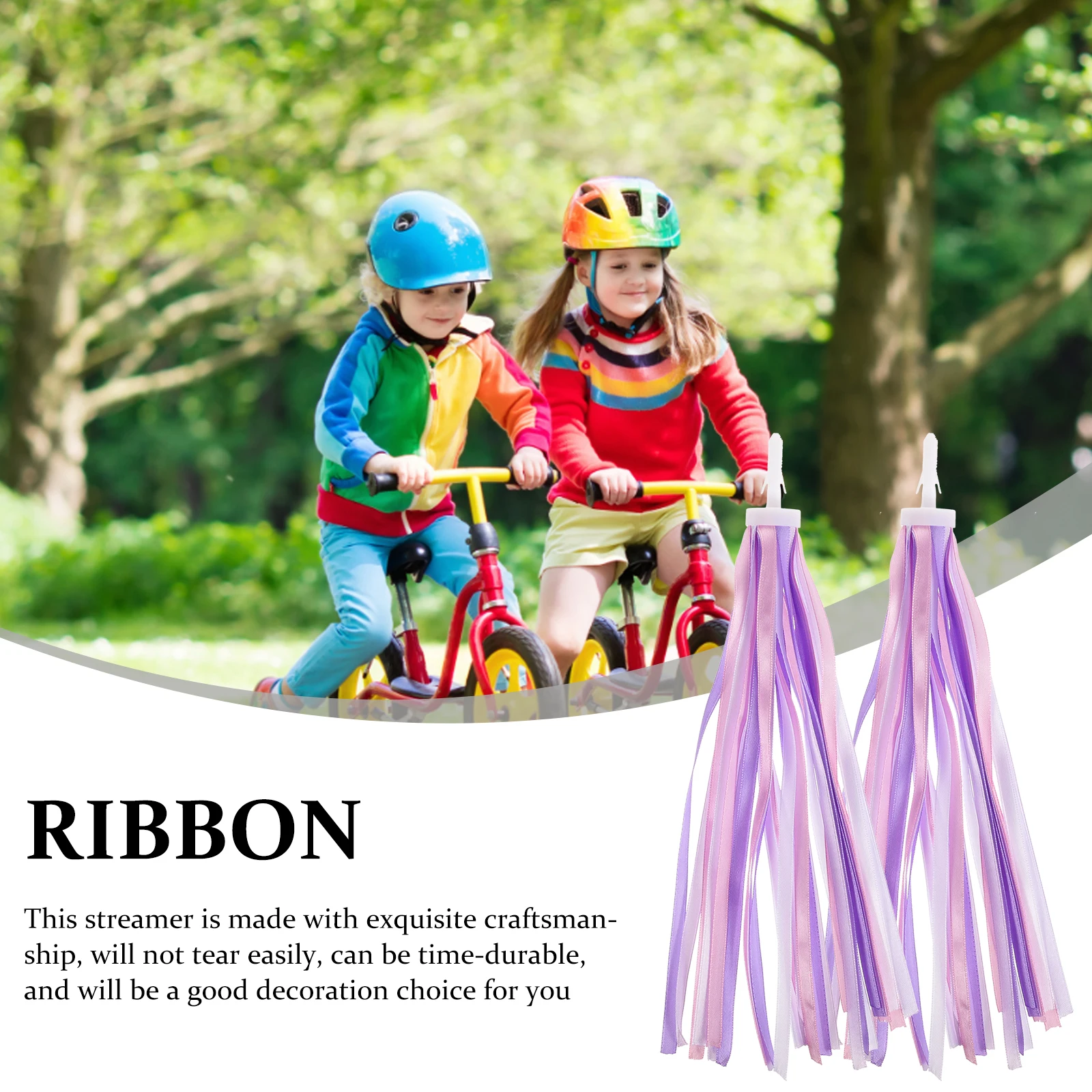 

2Pairs Kids Bike Handlebar Streamers Colorful Ribbon Tassels Decorative Bike Accessories for Children Scooters
