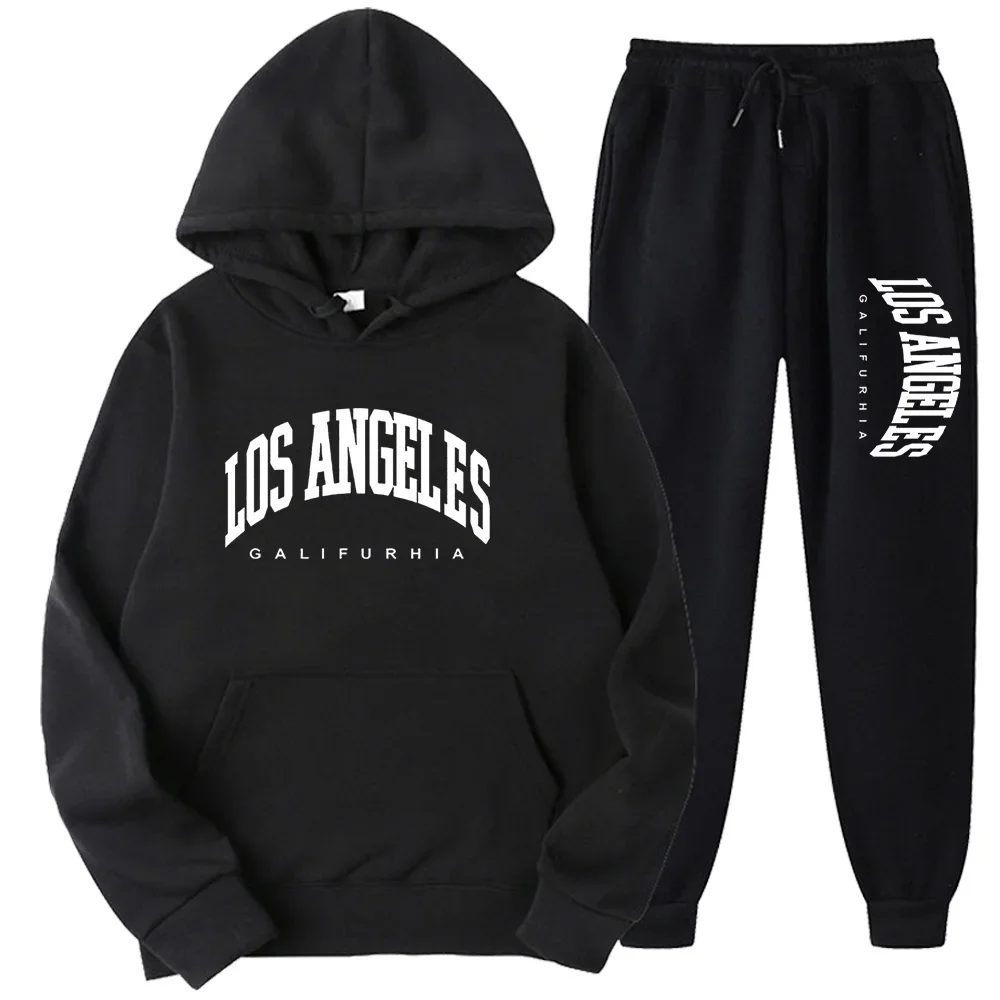 Los angels galifurhia-men feminino hoodies e calças conjunto de roupas esportivas agasalho casual moletom 2 peça conjunto