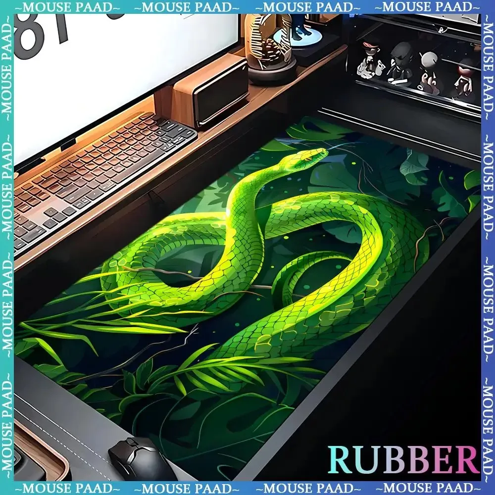 Snake XXL-Mauspad, Spielspieler, rote Blume, schwarze Schlange, Mauspads, Tischpad, Spielzubehör, Computerspiel, beliebte Tastaturmatte